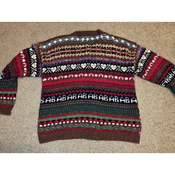 Vintage Womens Thick Cardigan Sweater ABC Grannycore Teacher Artsy Cottagecore L - Picture 4 of 10